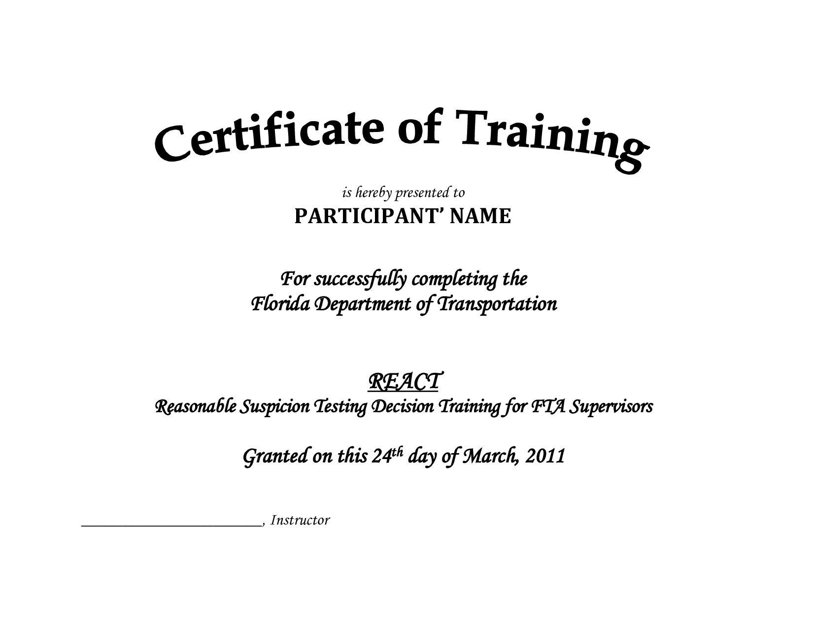 Training Certificate Template Pdf | Blank Certificates Pertaining To Template For Training Certificate
