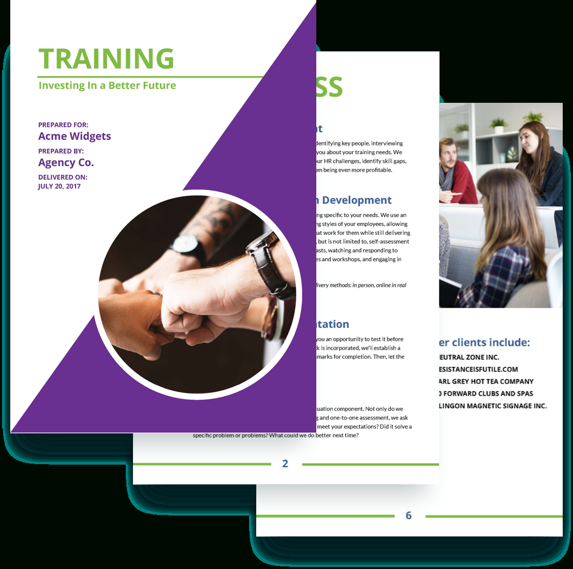 Training Proposal Template – Free Sample | Proposify Regarding Training Brochure Template