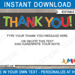 Trampoline Party Thank You Cards Template – Boys With Soccer Thank You Card Template