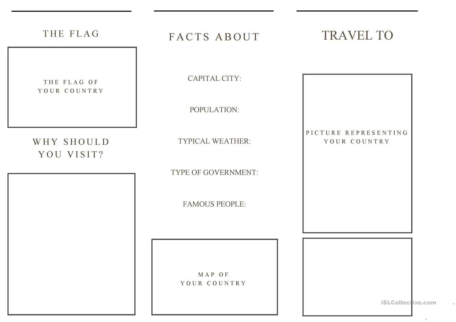 Travel Brochure Template And Example Brochure – English Esl In Brochure Templates For School Project