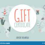 Travel Gift Certificate. Hand Drawn Doodle Style. Explore with Free Travel Gift Certificate Template