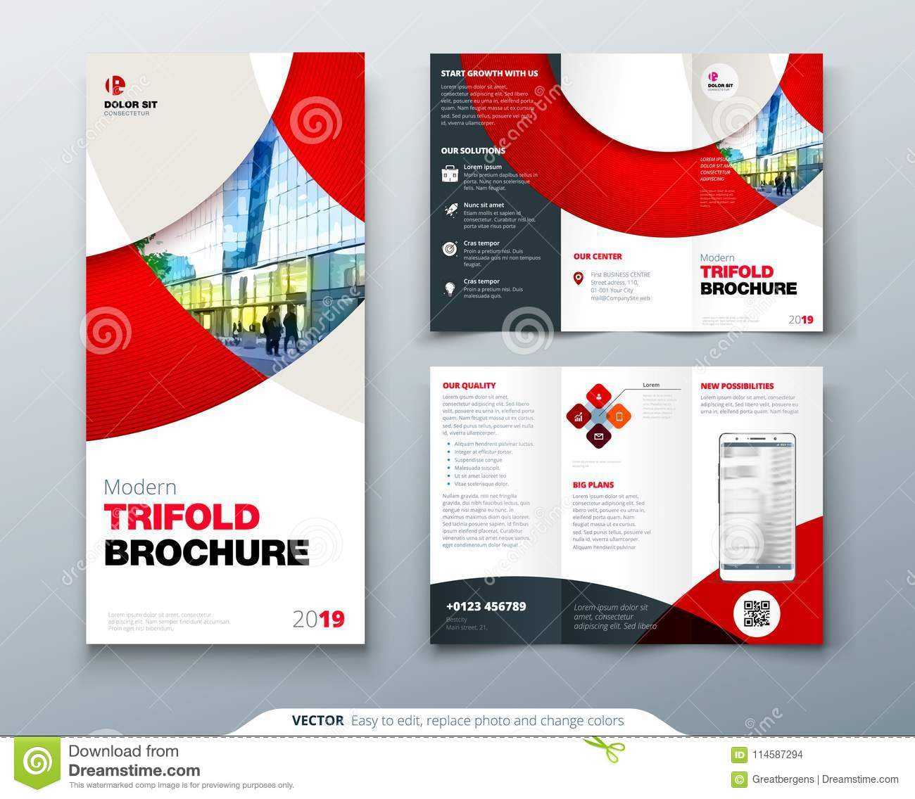 Tri Fold Brochure Design With Circle, Corporate Business Intended For 3 Fold Brochure Template Free Download