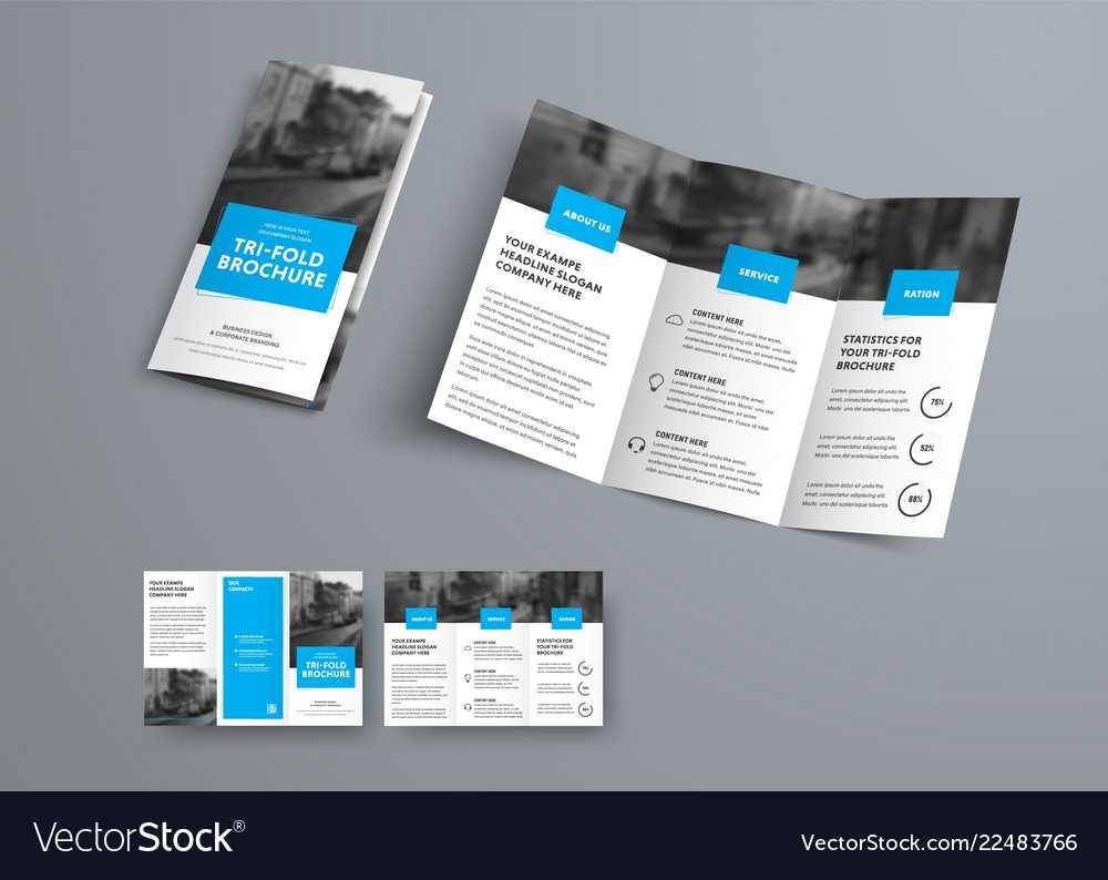 Tri Fold Brochure Template With Blue Rectangular Intended For Free Three Fold Brochure Template