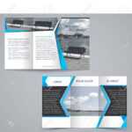 Tri Fold Business Brochure Template, Two Sided Template Design In Blue  Color. In Double Sided Tri Fold Brochure Template
