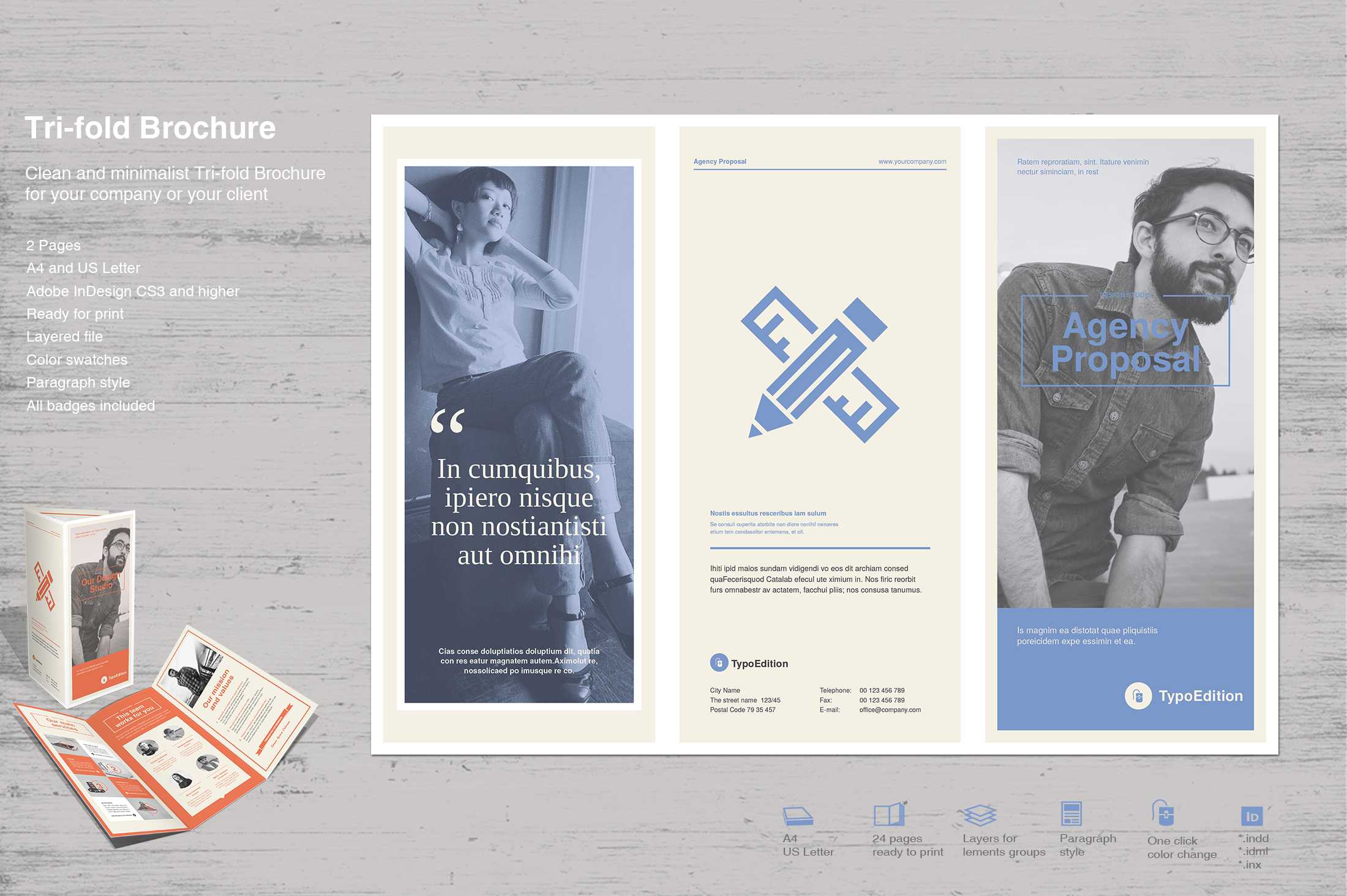 Tri Fold Our Studio In Adobe Indesign Tri Fold Brochure Template