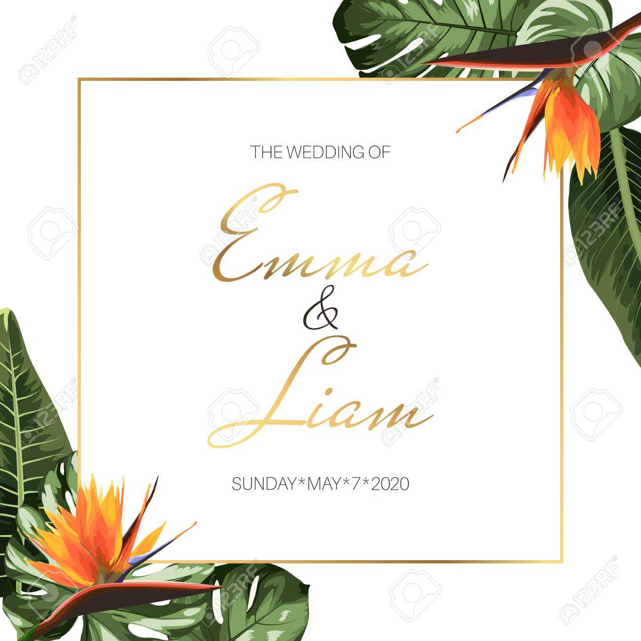 Tropical Exotic Wedding Event Invitation Card Template Design For Event Invitation Card Template