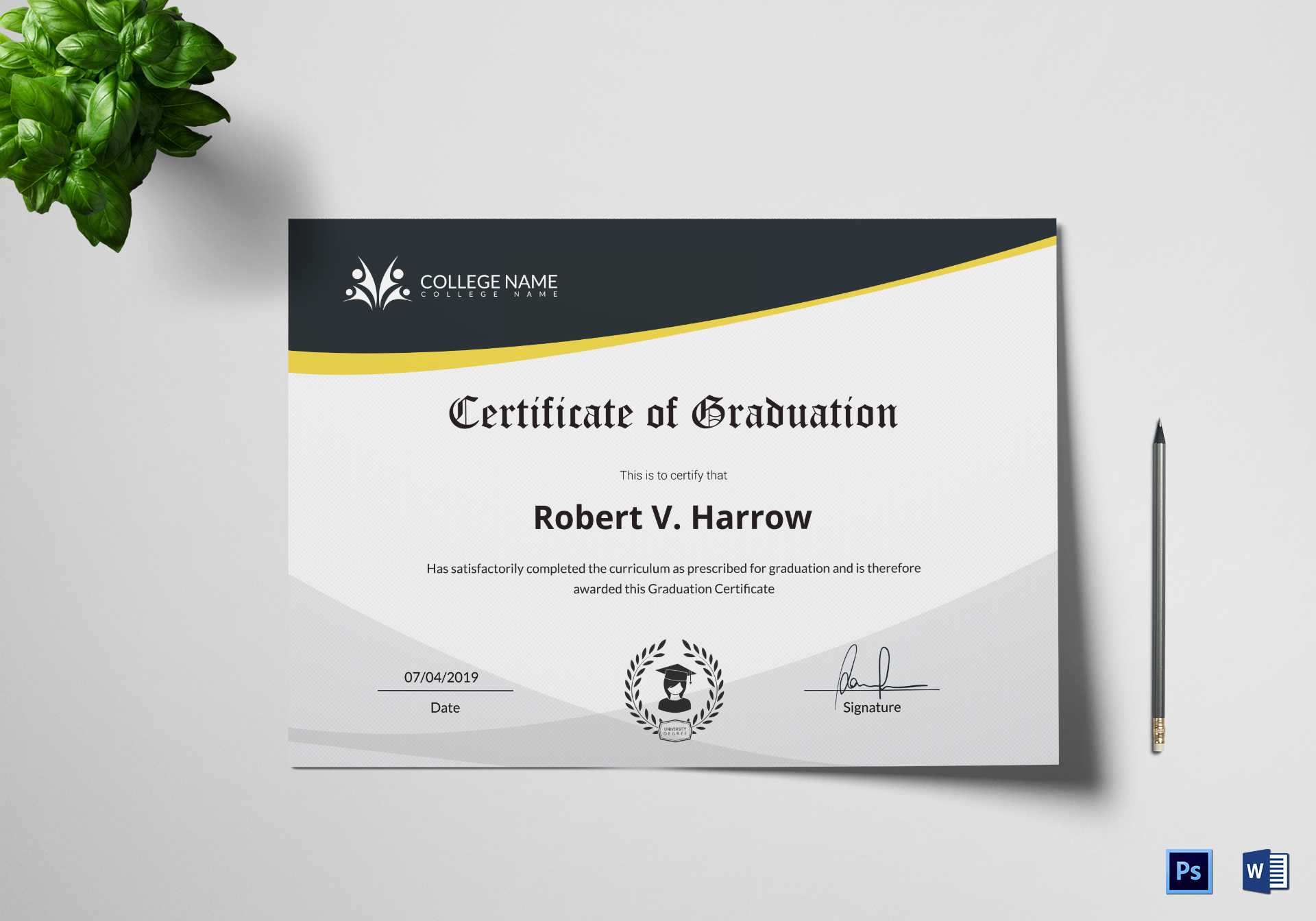 Universal College Graduation Certificate Template Within Graduation Certificate Template Word