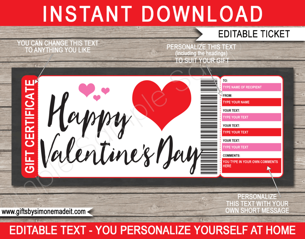 Valentine s Day Gift Certificates inside Love Certificate Templates