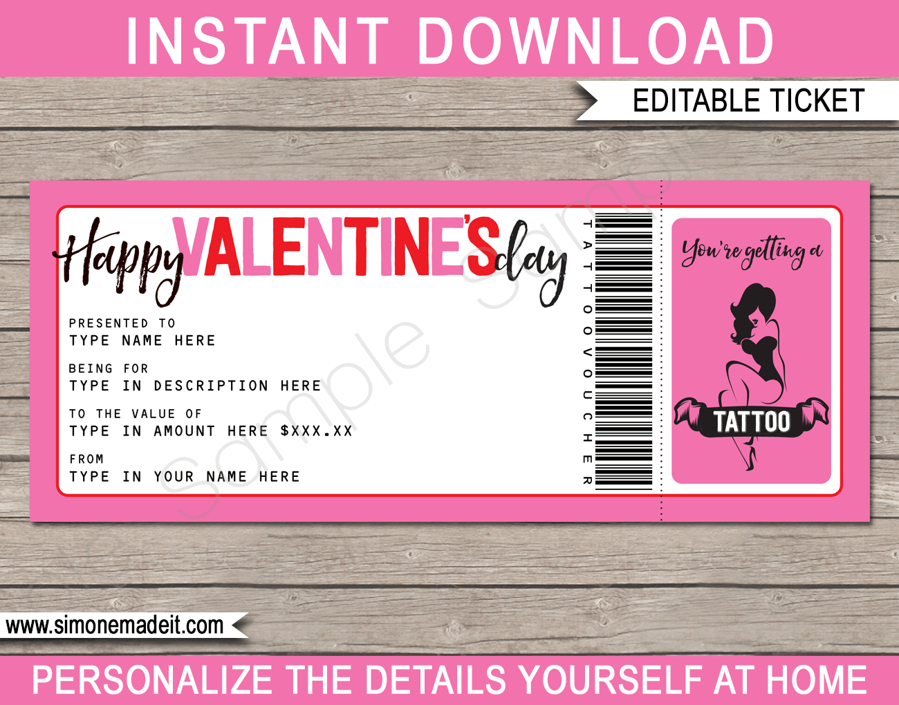 Valentine's Day Tattoo Gift Vouchers Throughout Homemade Gift Certificate Template