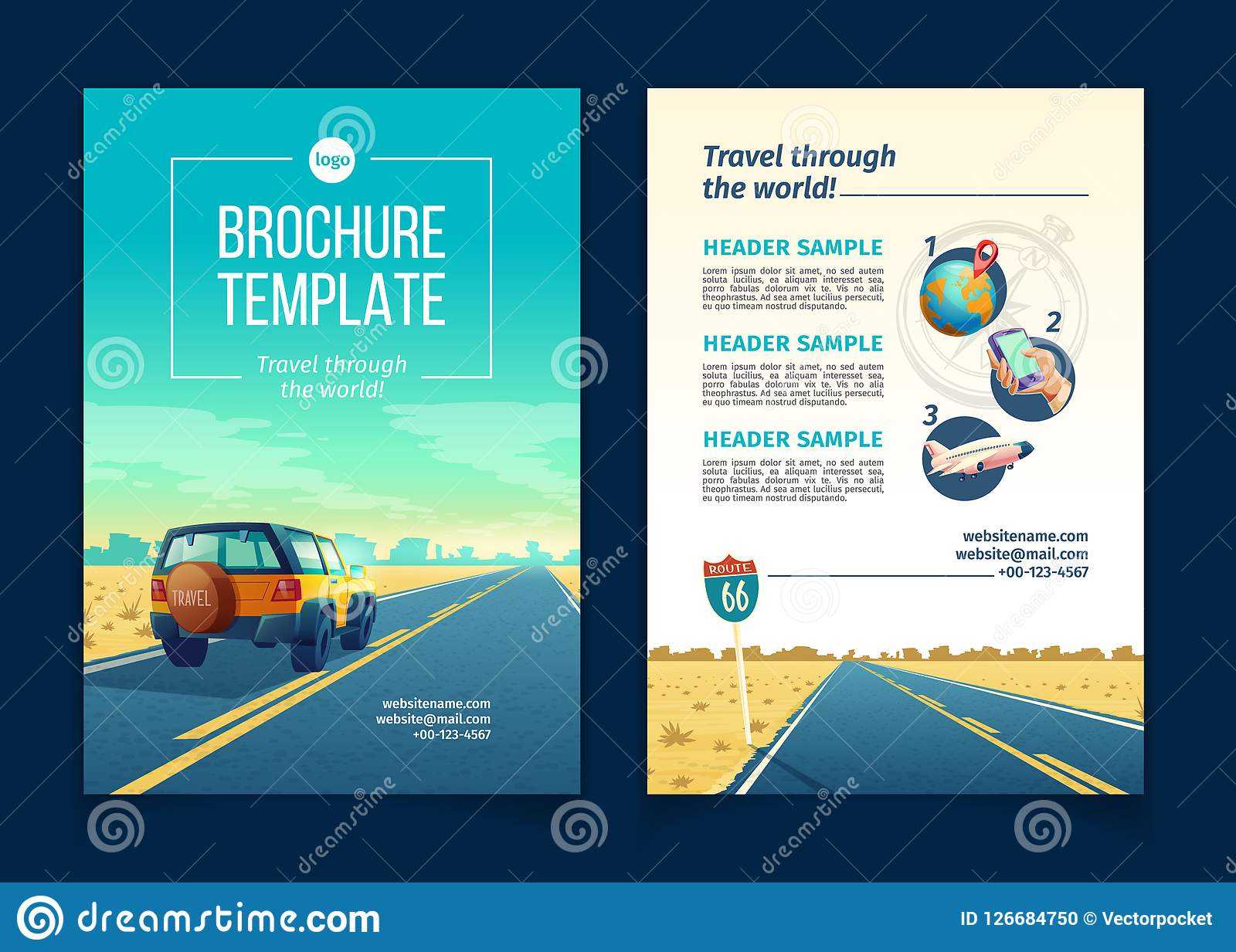 Vector Brochure Template With Tourist Concept, Traveling With Travel And Tourism Brochure Templates Free