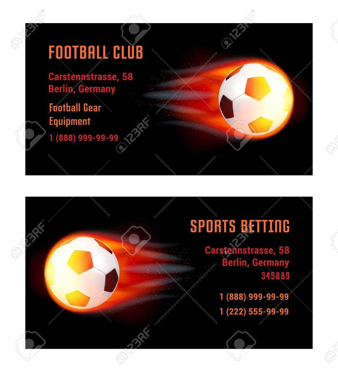 Vector Card Football Ball With Fire. Template For Football Club.. Throughout Football Betting Card Template