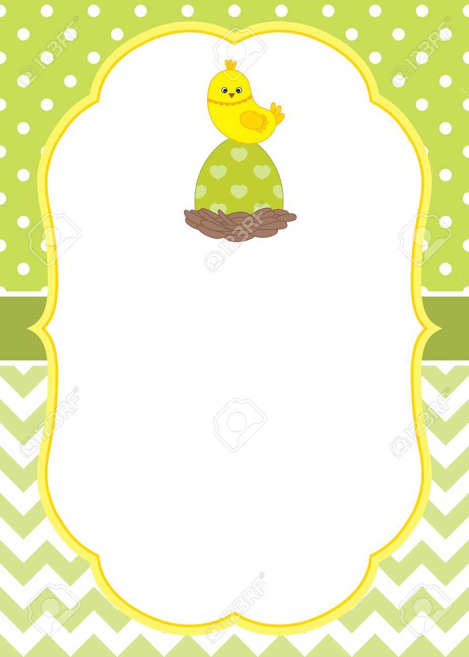 Vector Card Template With A Cute Chick On Polka Dot And Chevron Background.  Vector Easter Egg. Vector Illustration. With Regard To Easter Chick Card Template