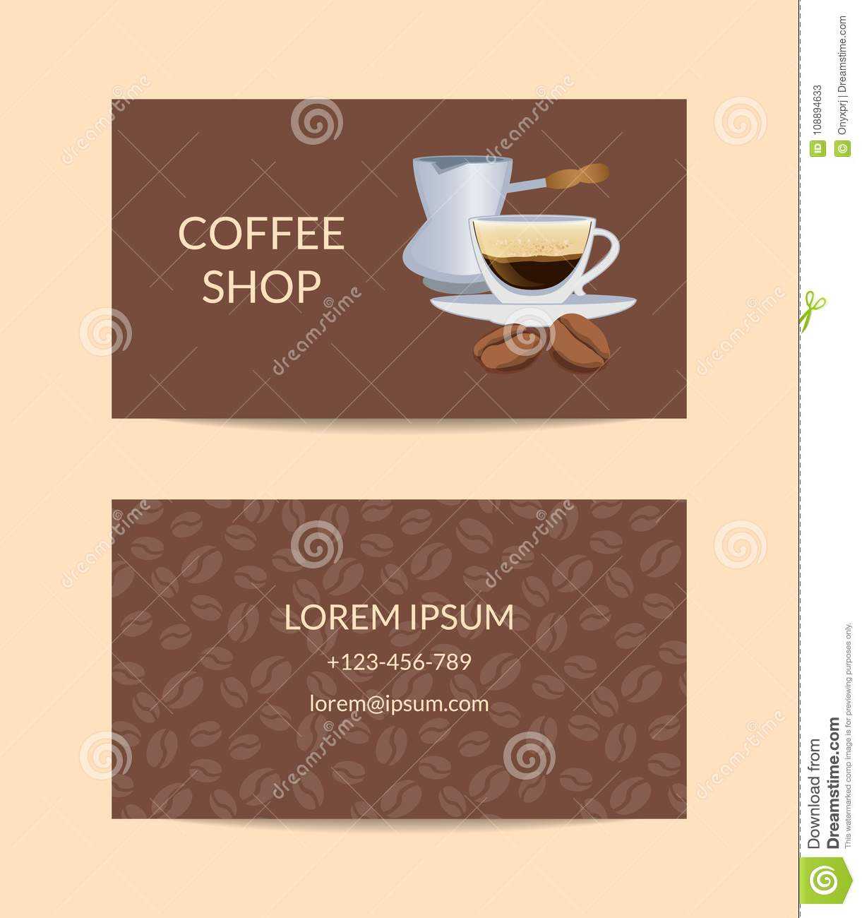 Vector Coffee Shop Or Company Business Card Template Stock Within Coffee Business Card Template Free
