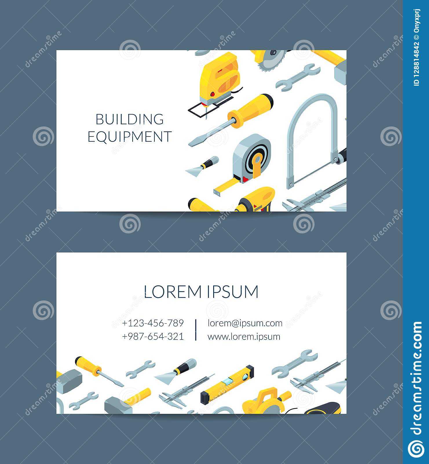 Vector Construction Tools Isometric Icons Business Card With Regard To Construction Business Card Templates Download Free