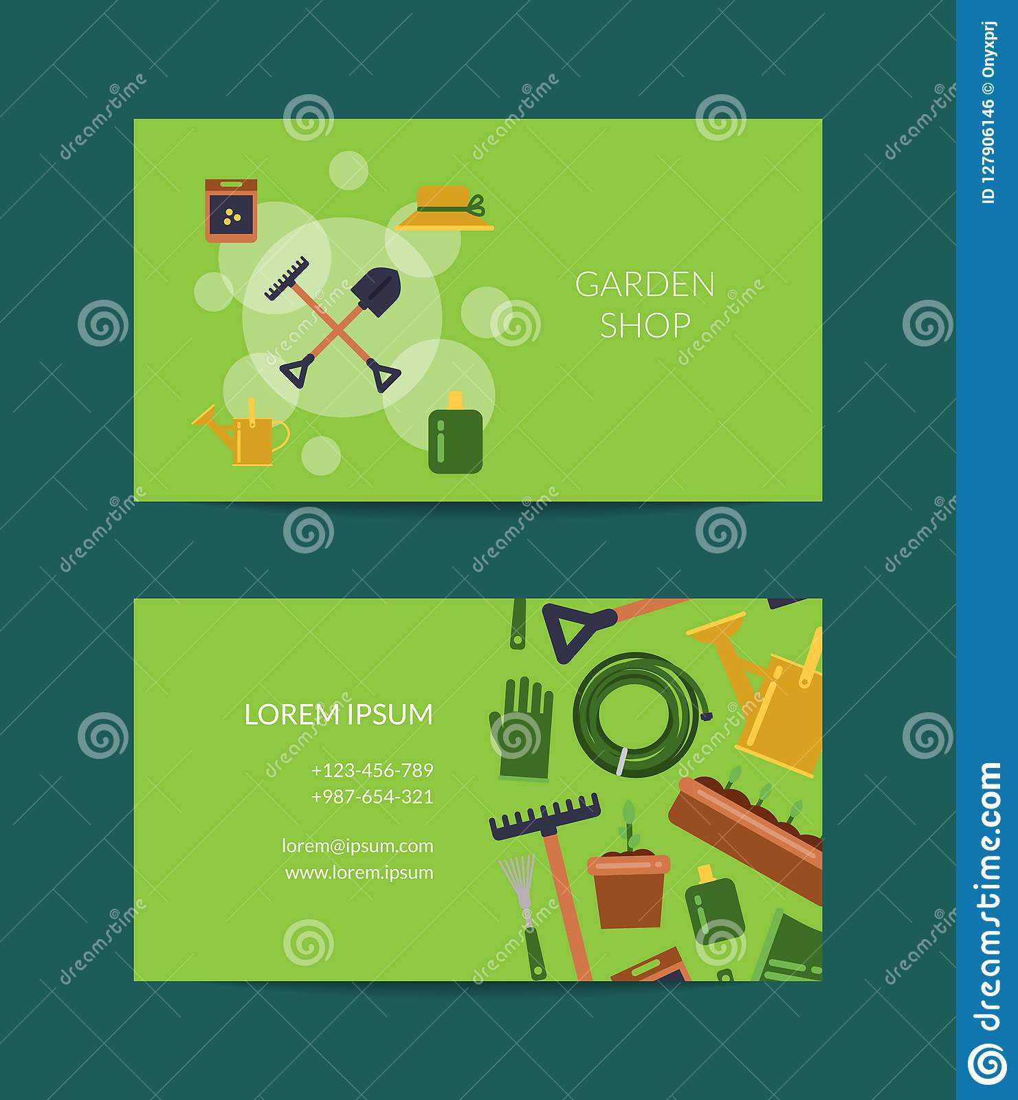 Vector Flat Gardening Icons Business Card Stock Vector Throughout Gardening Business Cards Templates