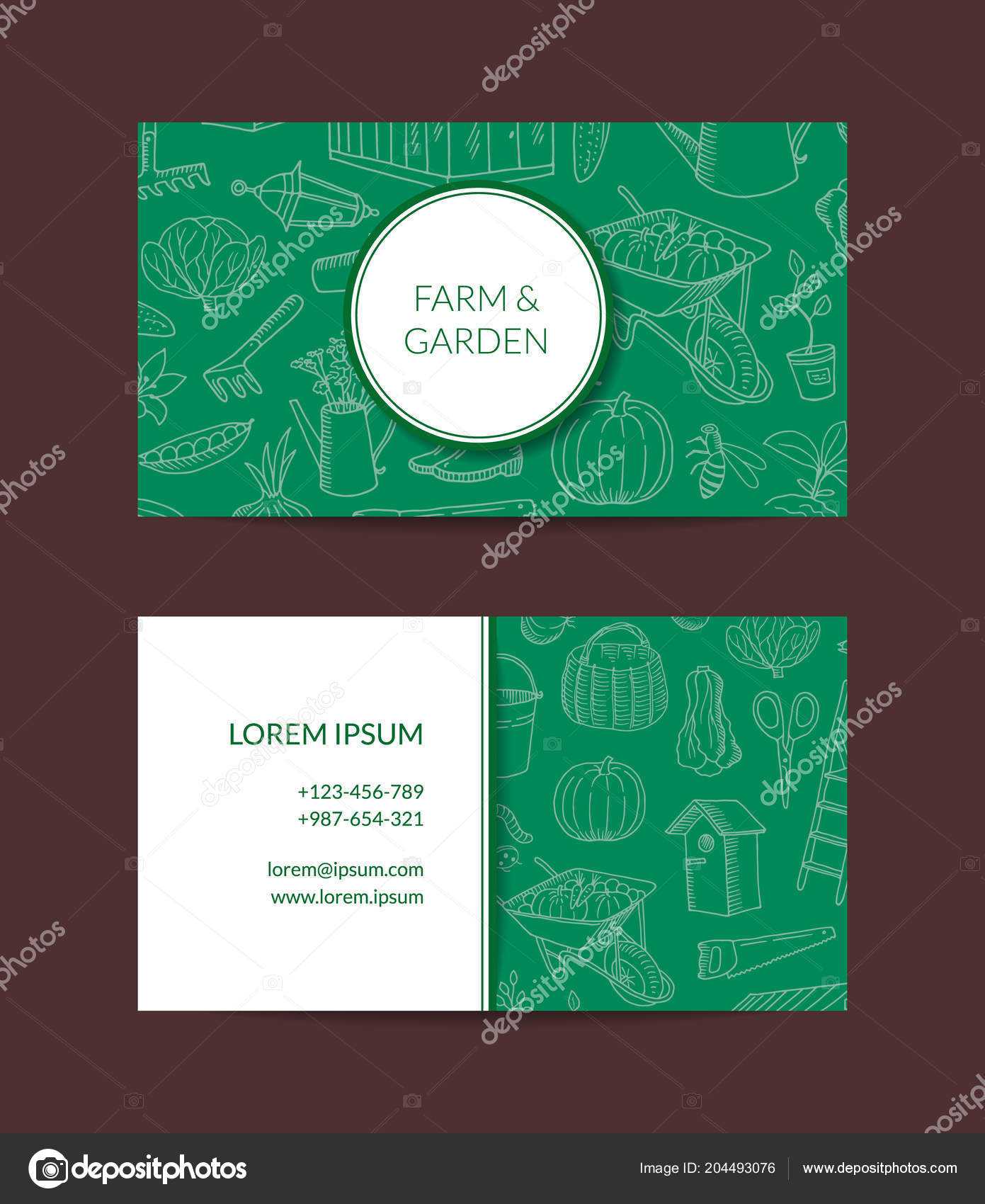 Vector Gardening Doodle Icons Business Card — Stock Vector Throughout Gardening Business Cards Templates