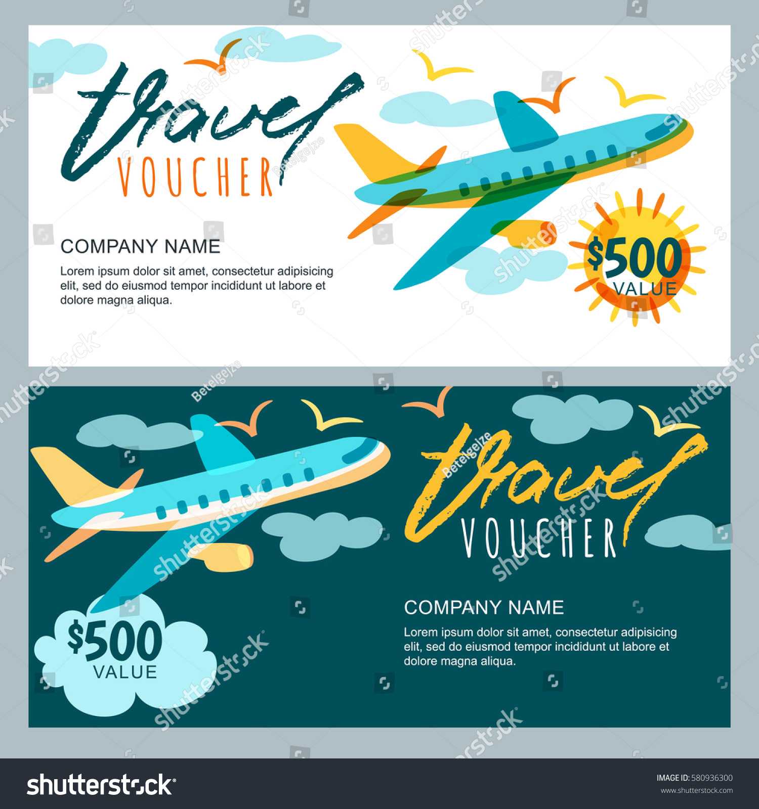 Vector Gift Travel Voucher Template Multicolor Stock Vector Throughout Free Travel Gift Certificate Template