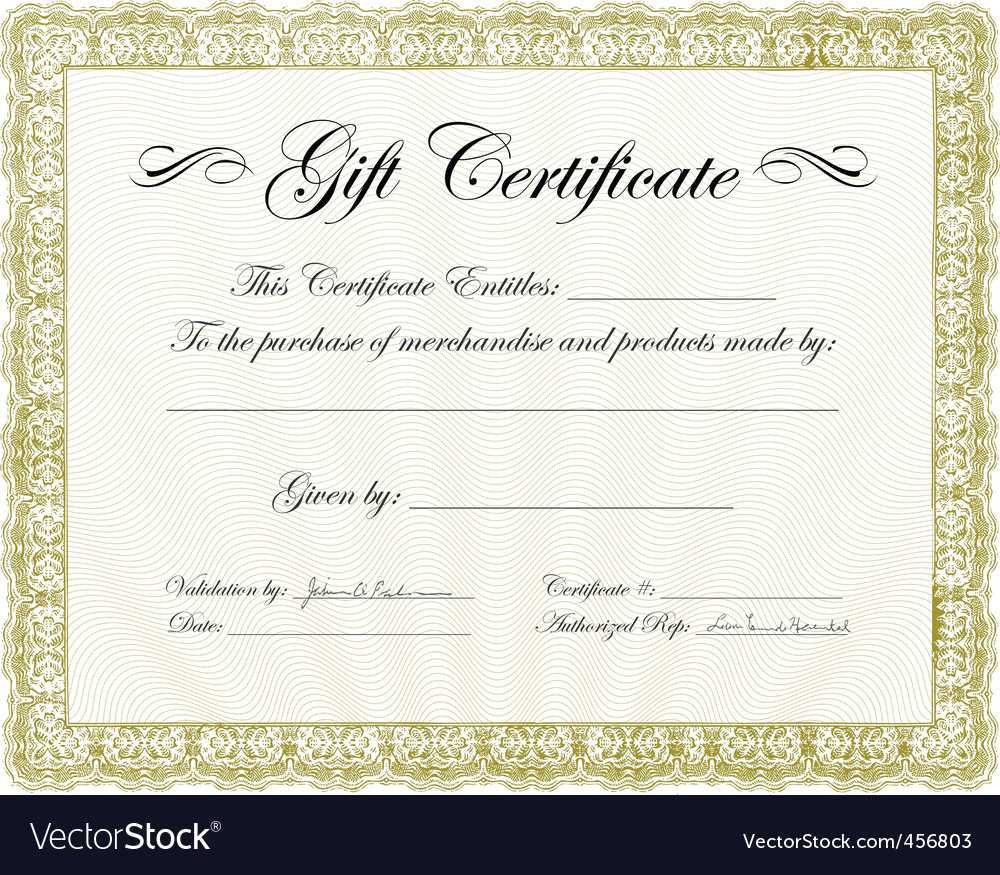 Vector Gold Gift Certificate Template With Regard To Validation Certificate Template