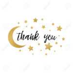 Vector Phrase Thank You Decorated Gold Stars And Golden Moon.. Intended For Thank You Card Template For Baby Shower