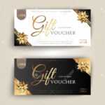 Vector Set Of Luxury Gift Vouchers With Ribbons And Gift Box In Elegant Gift Certificate Template