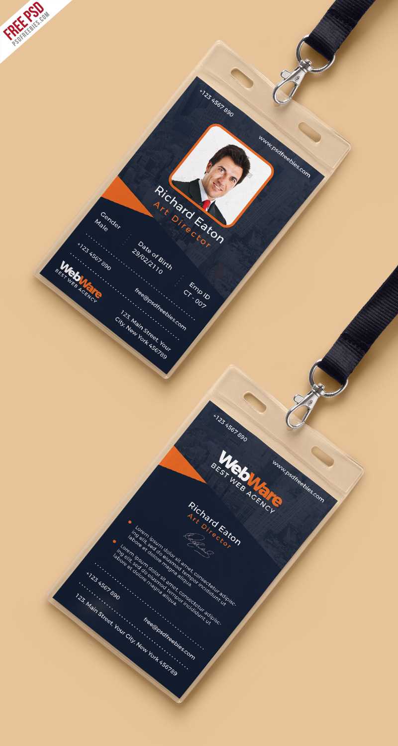 Vertical Company Identity Card Template Psd | Psdfreebies Within Portrait Id Card Template