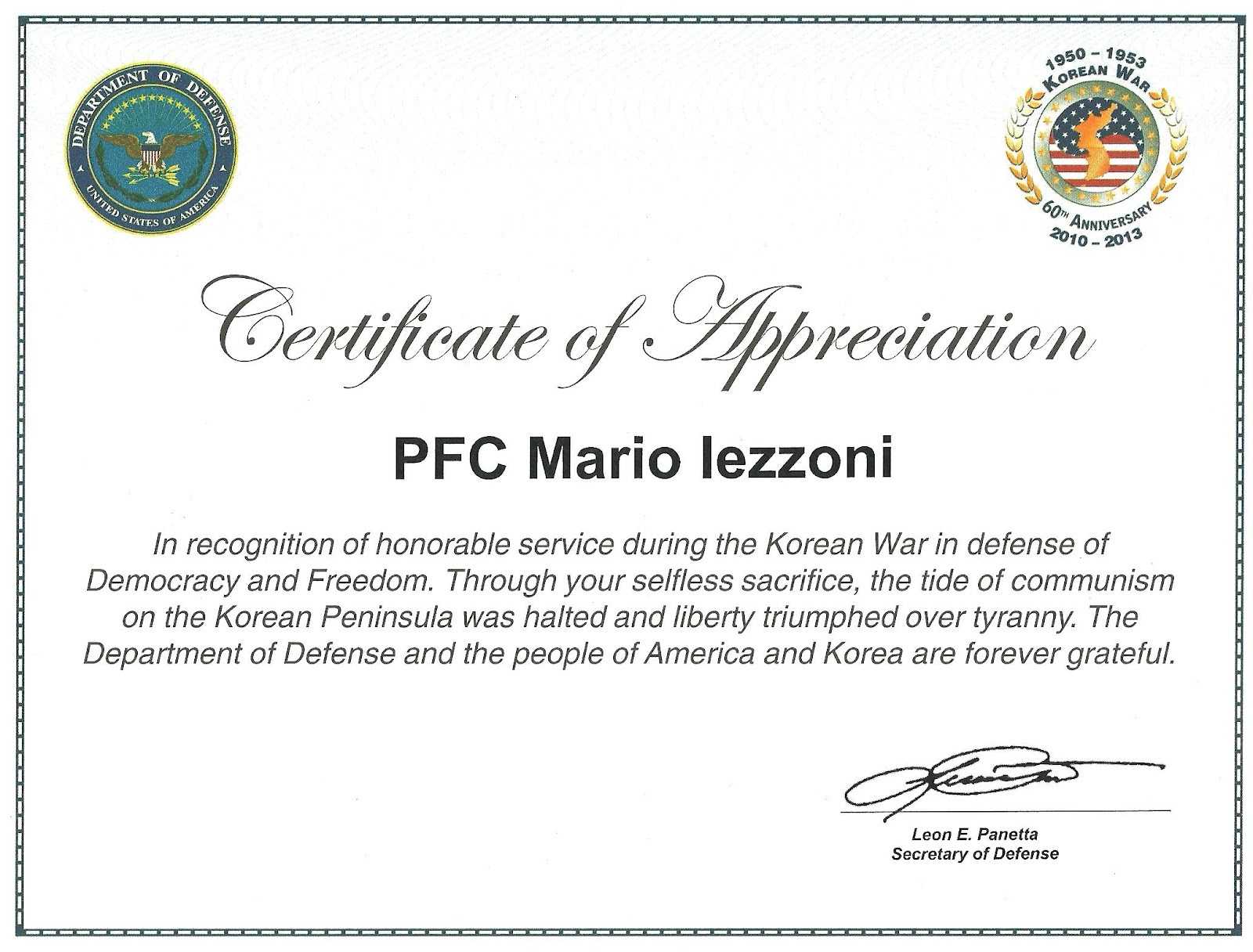 Veteran Certificate Of Appreciation Printable Related In Army Certificate Of Appreciation Template