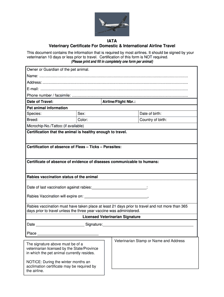 Veterinary Certificate – Fill Online, Printable, Fillable With Regard To Veterinary Health Certificate Template