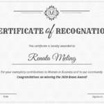 Vintage Certificate Of Recognition Template In Volunteer Of The Year Certificate Template
