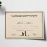 Vintage Marriage Certificate Template Intended For Certificate Of Marriage Template