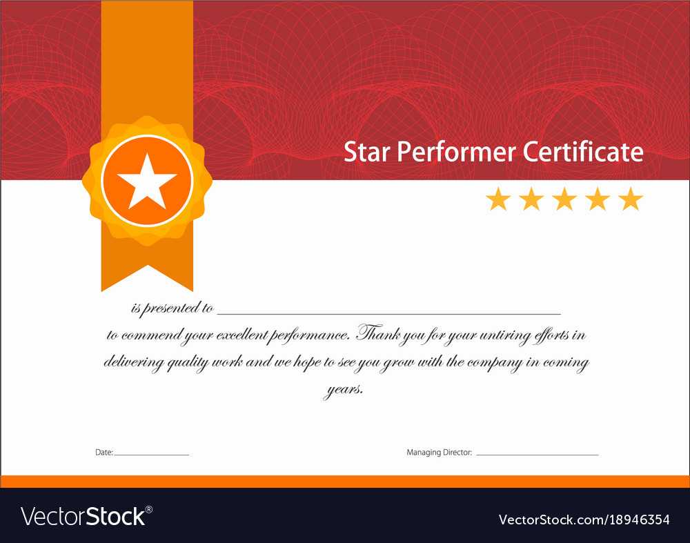 Vintage Red And Gold Star Performer Certificate With Star Performer Certificate Templates