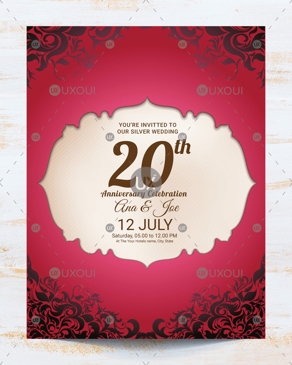 Vintage Wedding Anniversary Invitation Card Template Design Vector In Template For Anniversary Card