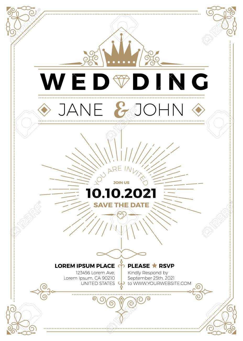 Vintage Wedding Invitation Card A5 Size Frame Layout Print Template Intended For Wedding Card Size Template