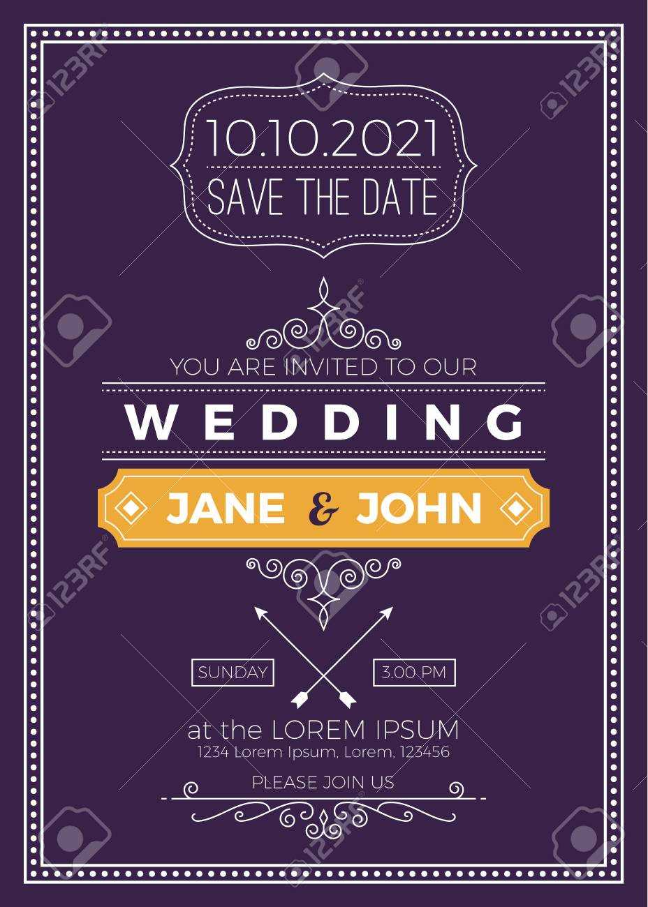 Vintage Wedding Invitation Card A5 Size Frame Layout Print Template With Regard To Wedding Card Size Template