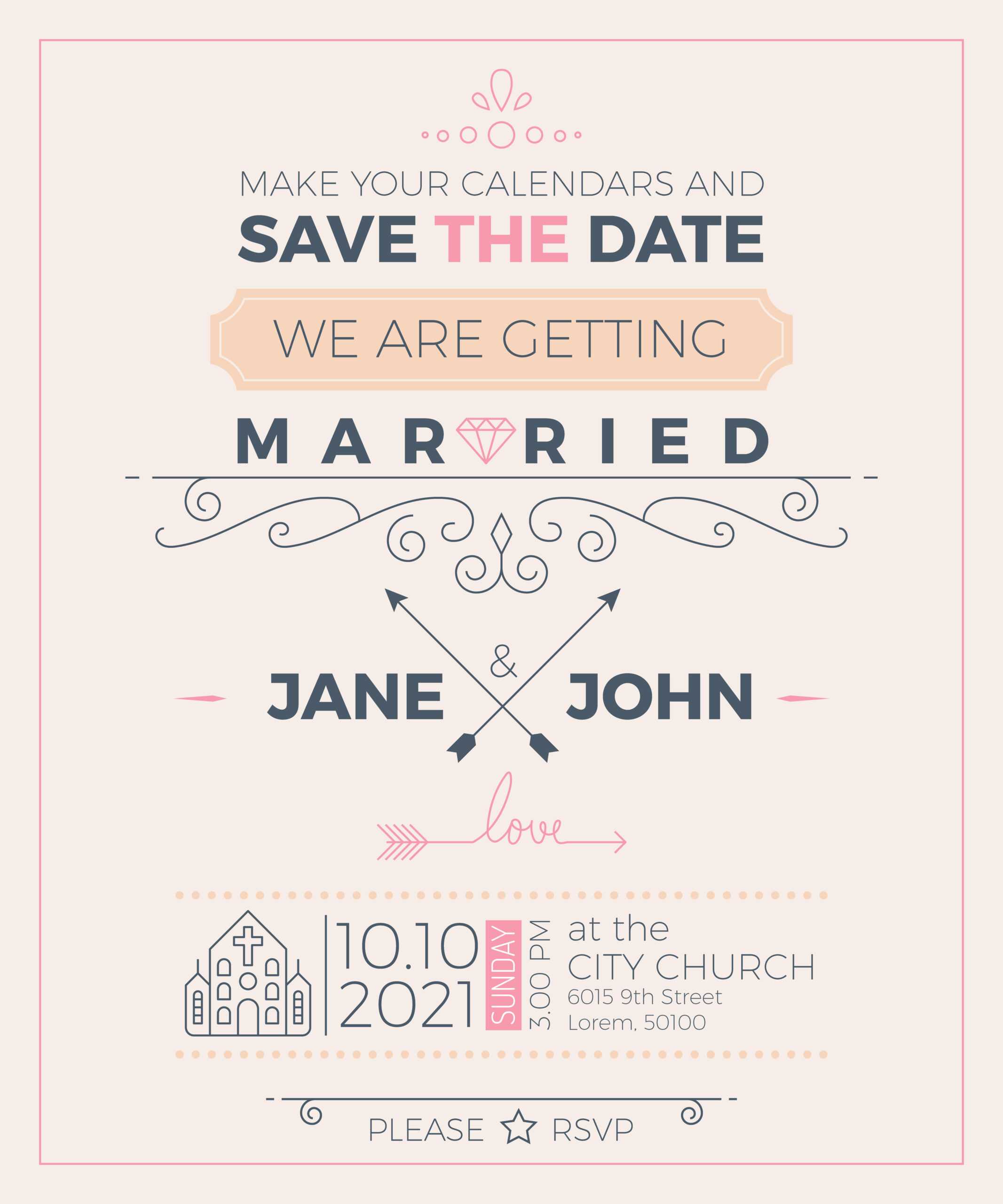 Vintage Wedding Invitation Card Template – Download Free With Regard To Church Wedding Invitation Card Template