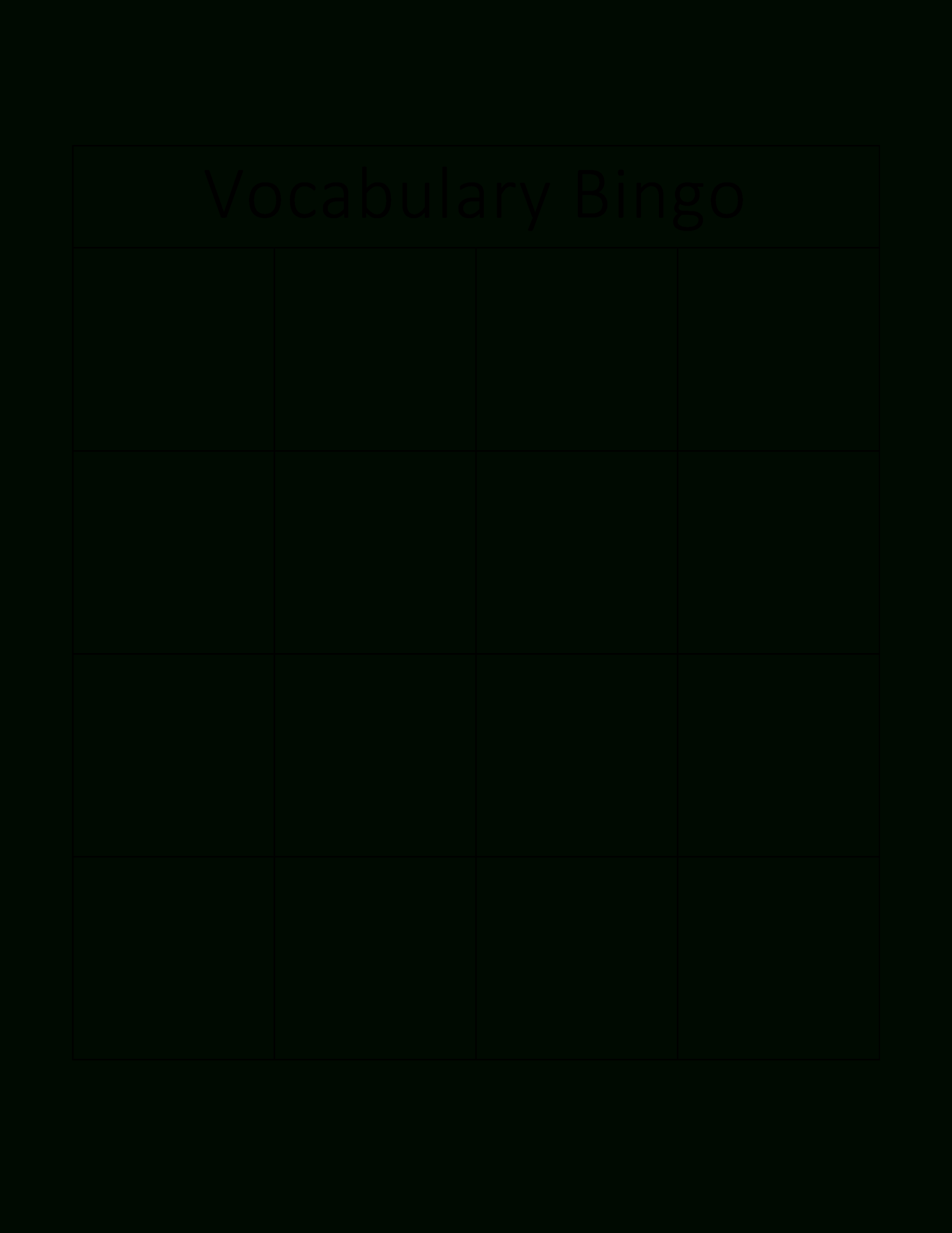 Vocabulary Bingo Card | Templates At Allbusinesstemplates Pertaining To Playing Card Template Word