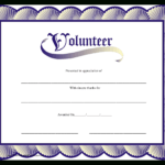 Volunteer Certificate | Templates At Allbusinesstemplates Inside Volunteer Certificate Templates