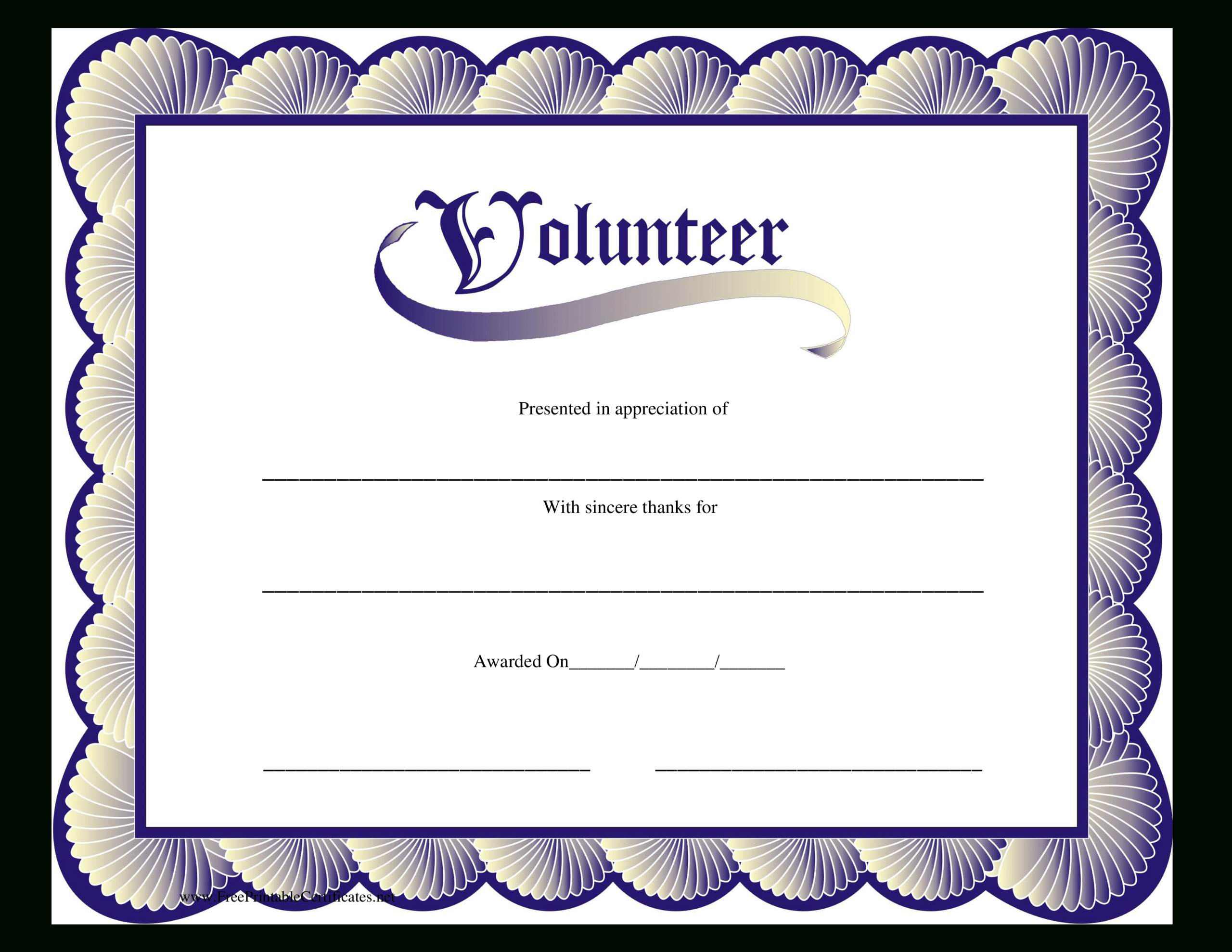 Volunteer Certificate | Templates At Allbusinesstemplates Intended For Volunteer Certificate Template