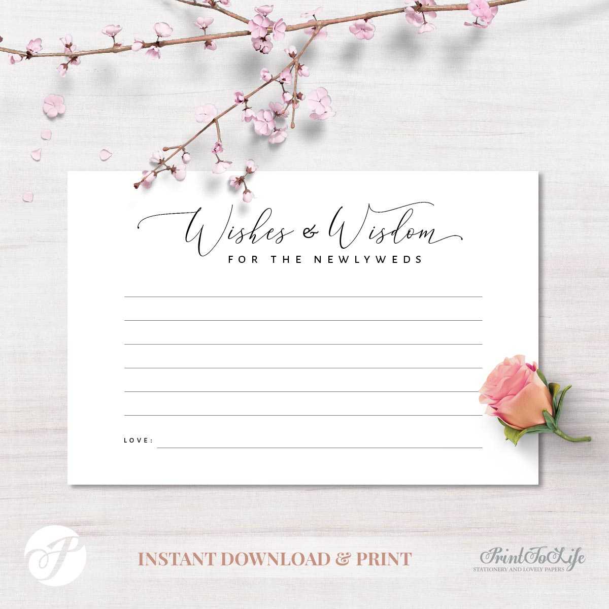 Wedding Advice Card, Wishes & Wisdom For The Newlyweds, #lettering  Collection Intended For Marriage Advice Cards Templates