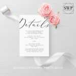 Wedding Details Card Template Fully Editable Printable Regarding Wedding Hotel Information Card Template