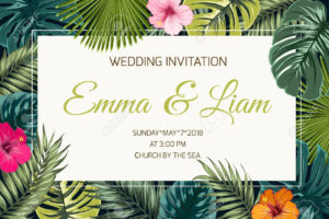 Wedding Event Invitation Card Template. Exotic Tropical Jungle.. regarding Event Invitation Card Template
