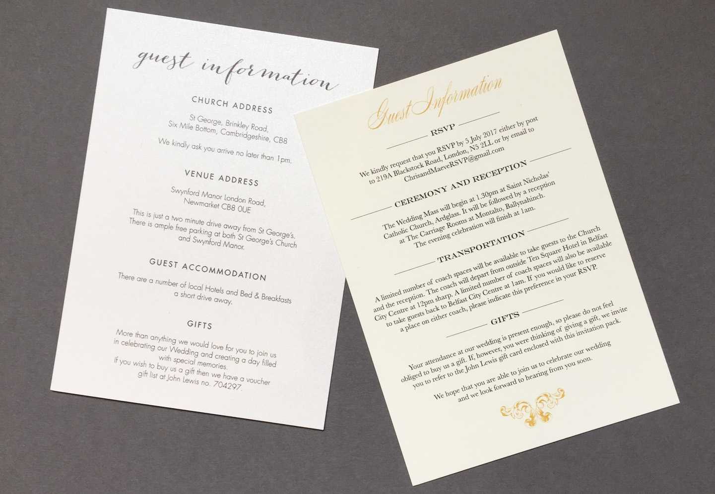 Wedding Guest Information Cards – What To Include | Foil Intended For Wedding Hotel Information Card Template