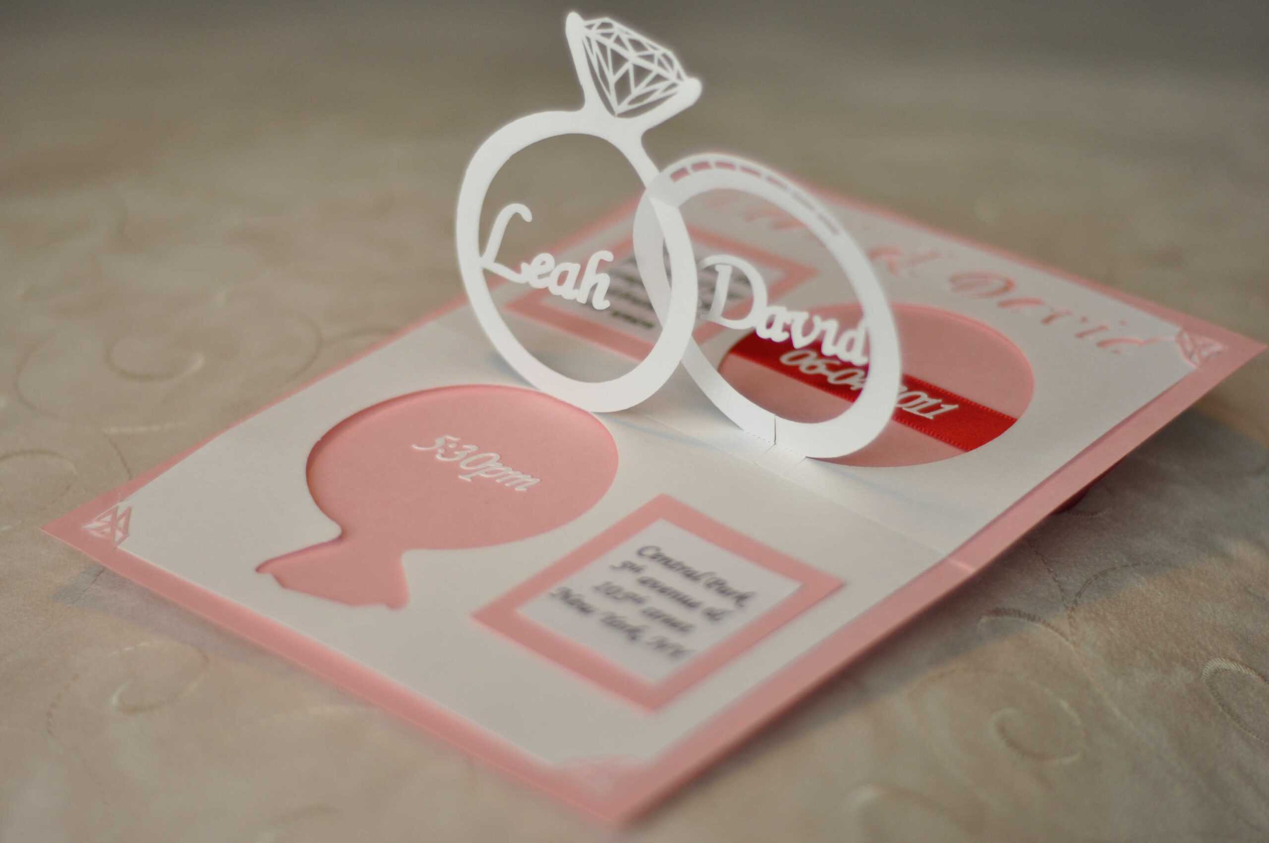 Wedding Invitation Linked Rings Pop Up Card Template Throughout Pop Up Wedding Card Template Free