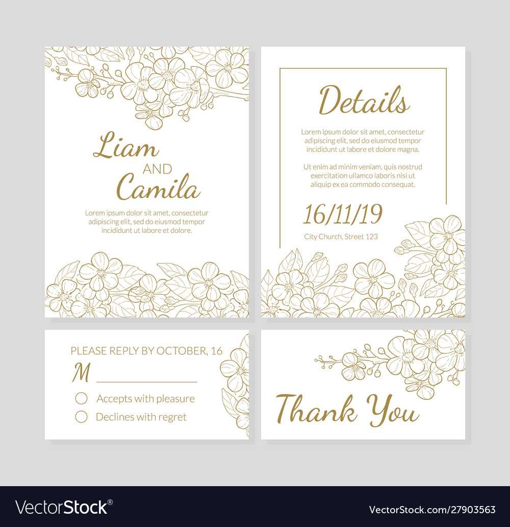 Wedding Invitation Template Set Thank You Card Pertaining To Template For Wedding Thank You Cards