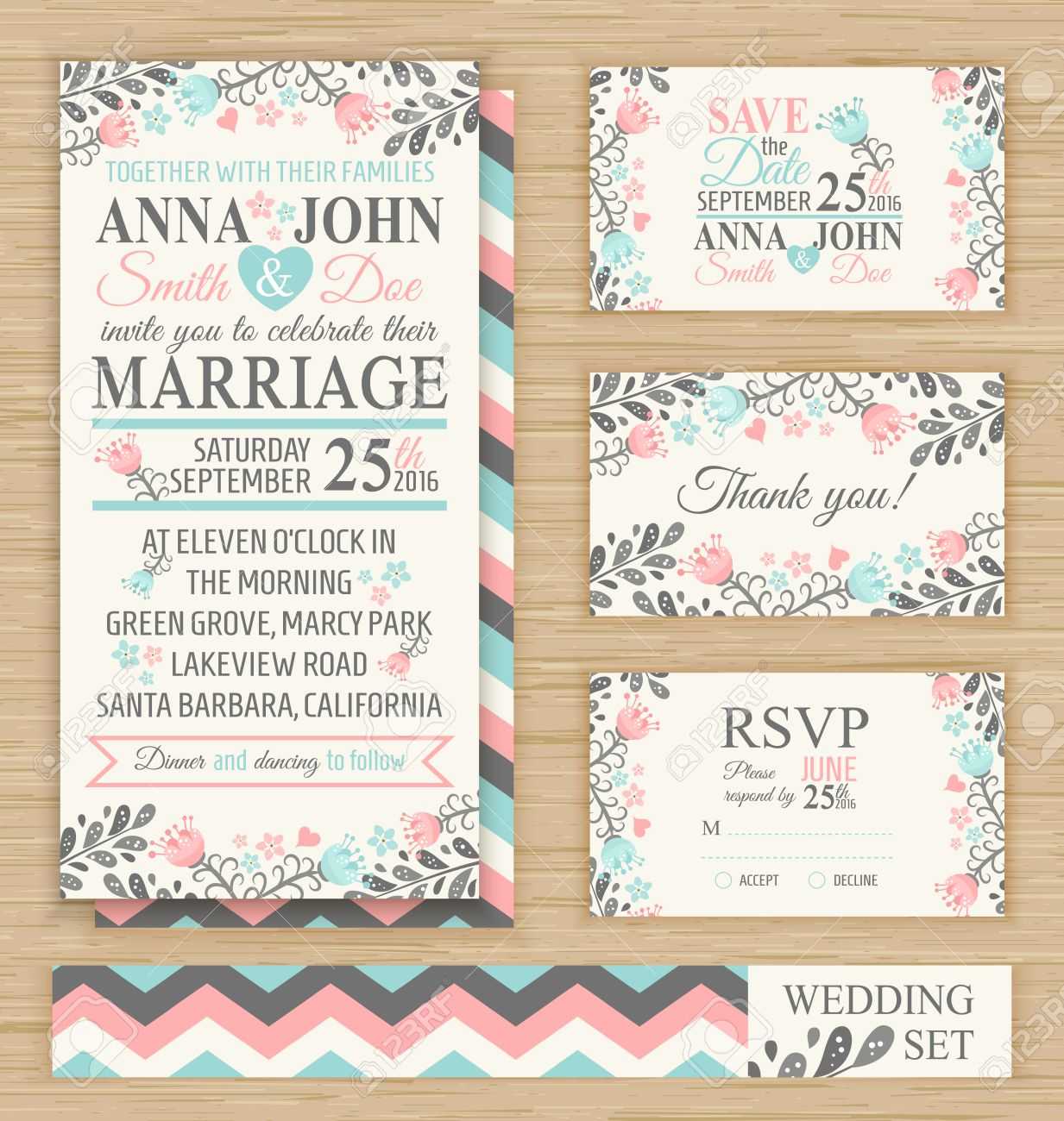 Wedding Invitation Template, Thank You Card, Save The Date, Rsvp.. Throughout Template For Rsvp Cards For Wedding