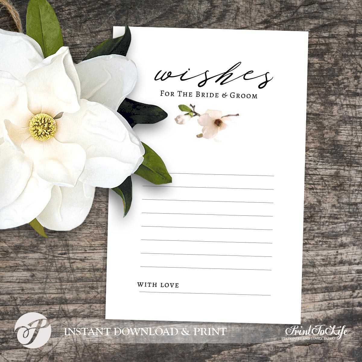 Wedding Wishes Card, Wishes For The Bride And Groom, #magnolia Collection With Regard To Marriage Advice Cards Templates