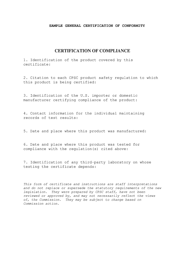 What Is A Letter Of Conformity – Fill Online, Printable For Certificate Of Conformity Template