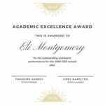 White &amp; Gold Elegant Academic Award Certificate - Templates with Academic Award Certificate Template