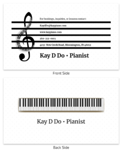 White Pianist Music Business Card Template in Dog Grooming Record Card Template