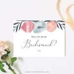 Will You Be My Bridesmaid Card Bridesmaid Proposal Card Pink Navy Floral  Bridesmaid Card Maid Of Honor Proposal Printable 106 05Bp With Regard To Will You Be My Bridesmaid Card Template