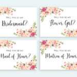 Will You Be My Bridesmaid Card Printable Set Floral Cards Multipack Flower  Girl Invitation Pack Digital Download Pdf Jpeg Template Print Pertaining To Will You Be My Bridesmaid Card Template